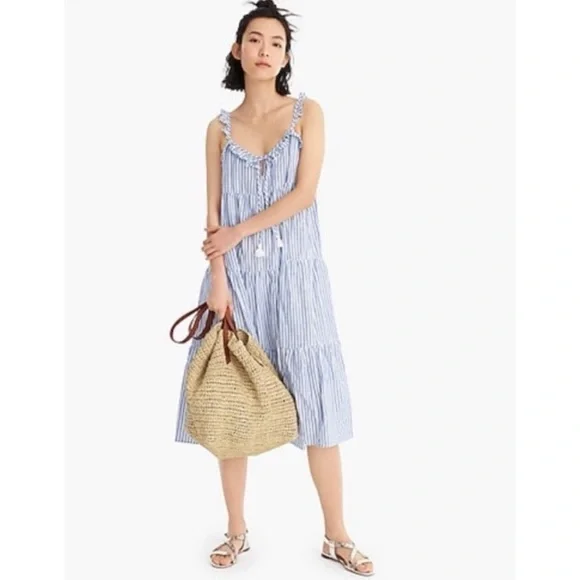 J. Crew | Dresses | J Crew Cottonlinen Tiered Maxi Dress Blue White Striped Dress Size Xs | Poshmark J. Crew | Dresses | J Crew Cottonlinen Tiered Maxi Dress Blue White Striped Dress Size Xs | Poshmark